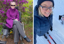 Bilder av Anne i rullestol og på ski